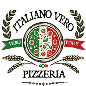 Logo reading: Italiano Vero Pizzeria with a cartoon pizza.